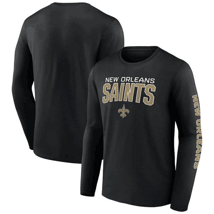 Men's New Orleans Saints Black Go the Distance Long Sleeve T-Shirt Men's New Orleans Saints Black Go the Distance Long Sleeve T-Shirt
